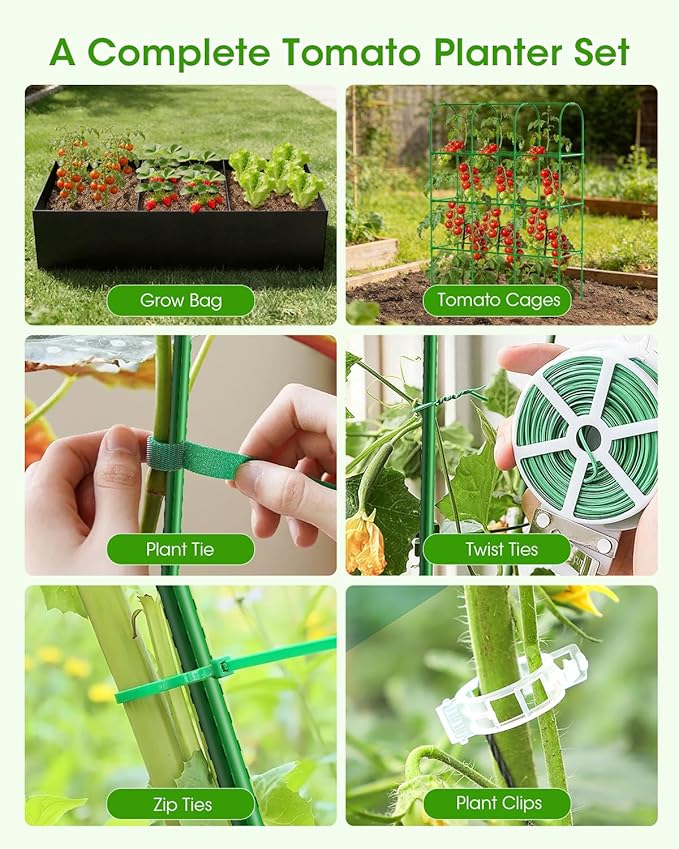 Cucumber Trellis with Grow Bags for Garden, U Frame Garden Trellis for Climbing Plants, Metal Plant Trellis with Garden Netting for Vegetables Flowers Fruits(4 Arches)