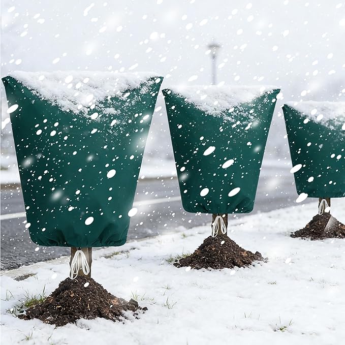 Plant Covers Freeze Protection,1 Pack Frost Cloth with Zipper Drawstring 80''×95'', Reusable Outdoor Protection Jacket for Shrub Tree Potted Plants Winter Cold Weather(Green)