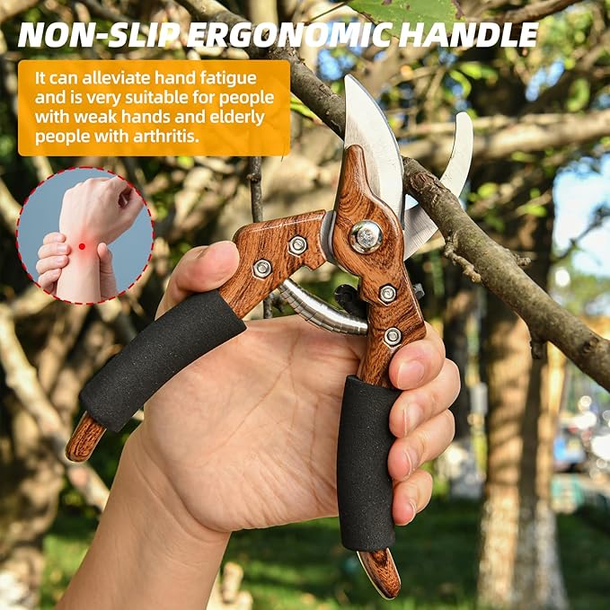 8" Bypass Pruning Shears - Garden Shears -Garden Clippers-Pruners for Gardening-Hand Pruners-Gardening Scissors-Gardening Tools