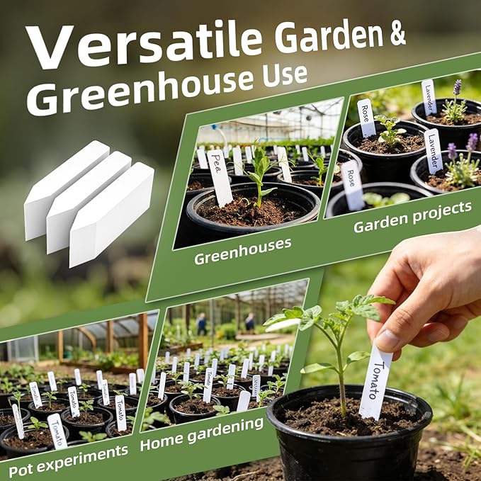 600Pcs Plant Labels with Marker Pen, 4" Plant Tags for Garden Waterproof, Reusable Plastic Plant Markers Garden Labels for Seedlings, Vegetables, Flowers, Gardening Organization Kit
