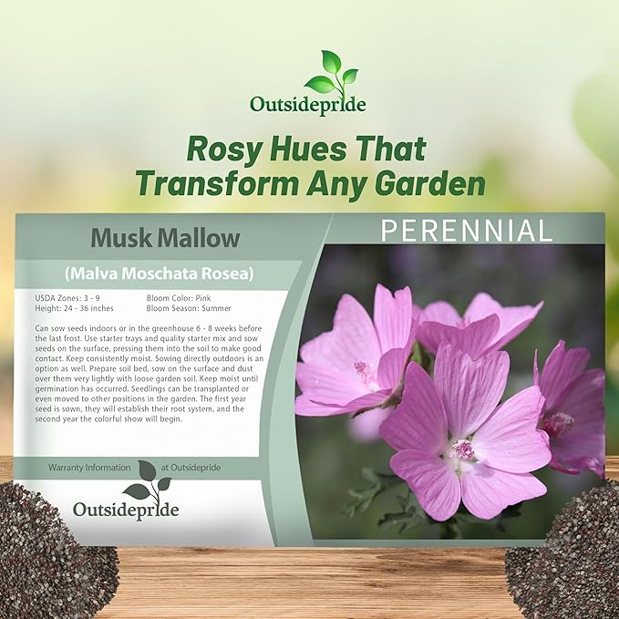 Outsidepride Rosea Musk Mallow Hollyhock Seeds - 4,000 Pcs Perennial, Long-Blooming, Heat & Drought Tolerant Flower Seeds with Tall, Shrubby Blooms for Cottage Gardens & Cut Flowers