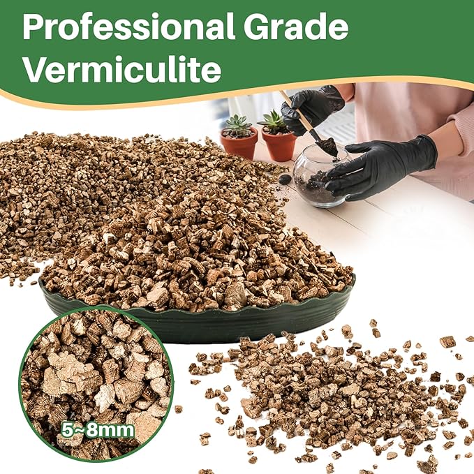 Sukh 14.6OZ Vermiculite - Organic Vermiculite for Gardening Plants Fine Horticultural Soil Amendments Bulk Additive Perfect Potted and Garden Professional Grade 5-8mm