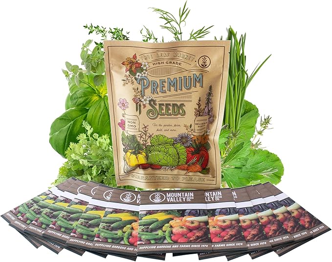 12 Culinary Herb Seeds Assortment - Non-GMO Herb Garden Starter Set - Grow Cooking Herbs: Parsley, Thyme, Cilantro, Basil, Dill, Oregano, Sage & More