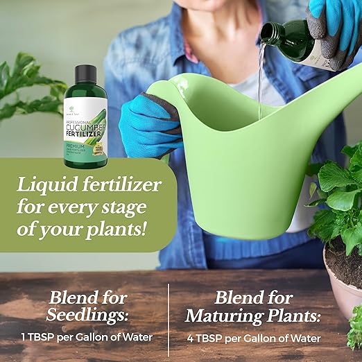 LEAVES AND SOUL Professional Liquid Cucumber Fertilizer | 5-1-5 Concentrate, Liquid Plant Fertilizer for Garden, Healthy Produce, Good Harvest, Multi-Purpose Blend & Gardening Supplies | 8 oz