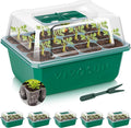 VIVOSUN 6-Pack Seed Starter Trays, 72-Cell Seed Starter Kit with Humidity Dome, Flat Reusable Plant Germination Trays with Drain Hole, Green Propagation Tray for Planting Seeds
