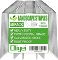 50 Pack Garden Stakes, U-Shaped Tent Stakes, Galvanized Landscape Staples, Ground Stakes, for Landscaping Securing Weed Barrier Fabric, Irrigation Tubing, Holding Fence, Tarpaulin