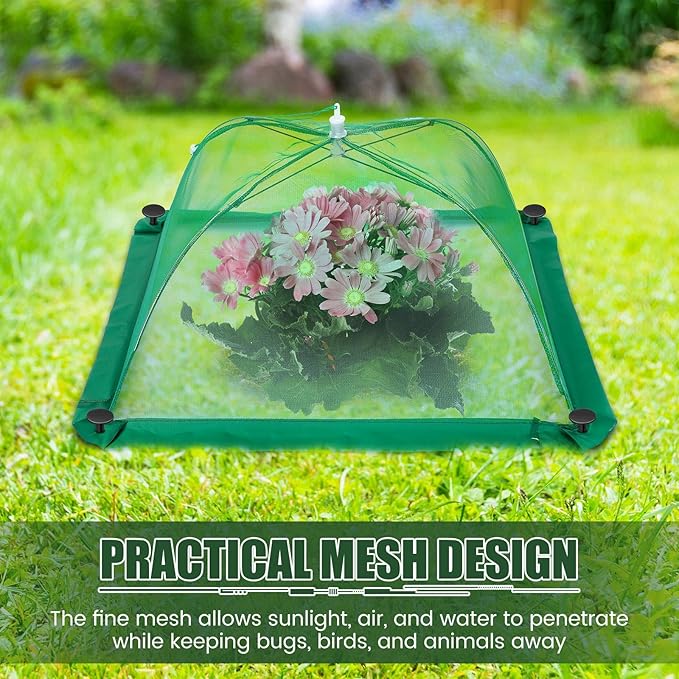 20 Pcs 17 Inch Mesh Plant Cover Plant Protectors from Animals Outdoor Plant Tent for Vegetables Food Cover Net Garden Netting Cover Collapsible Plant Umbrella to Keep Small Animals Out