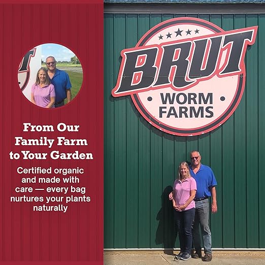 Brut Chicken Compost – Nutrient-Rich 100% Composted Chicken Manure Soil Amendment – Safe, Pure Organic Compost – Additive-Free Soil Fertilizer for Vegetable Gardens, Flowers, Indoor Plants – 1CubicFt
