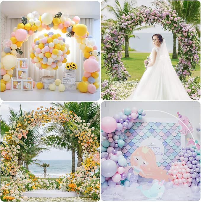 Wokceer Wedding Arch 8FT Round Backdrop Stand Balloon Arch Stand White Circle Balloon Arch Frame for Wedding Ceremony Birthday Party Anniversary Valentine Celebration Decoration