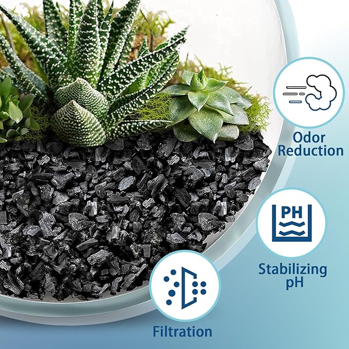 Horticulture Charcoal for Plants 4qt, Activated Hardwood Charcoal as Soil Amendment for Bonsai, Succulent, Terrarium Supplies, Indoor Plant Potting Soil