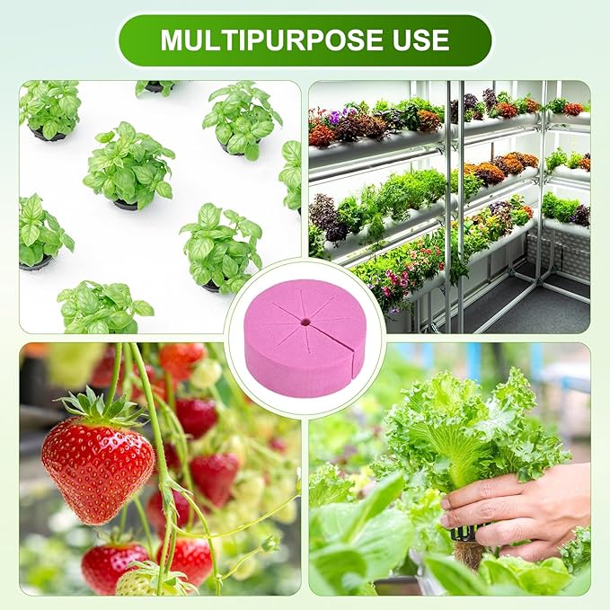 20-Pack Cloning Collars Inserts, Hydroponics Sponge Systems Cloning DIY Foam Cloner Inserts Fits 2" Net Pots for Hydroponic/Clone Machines/Plant Germination [Grey, Rose Red]