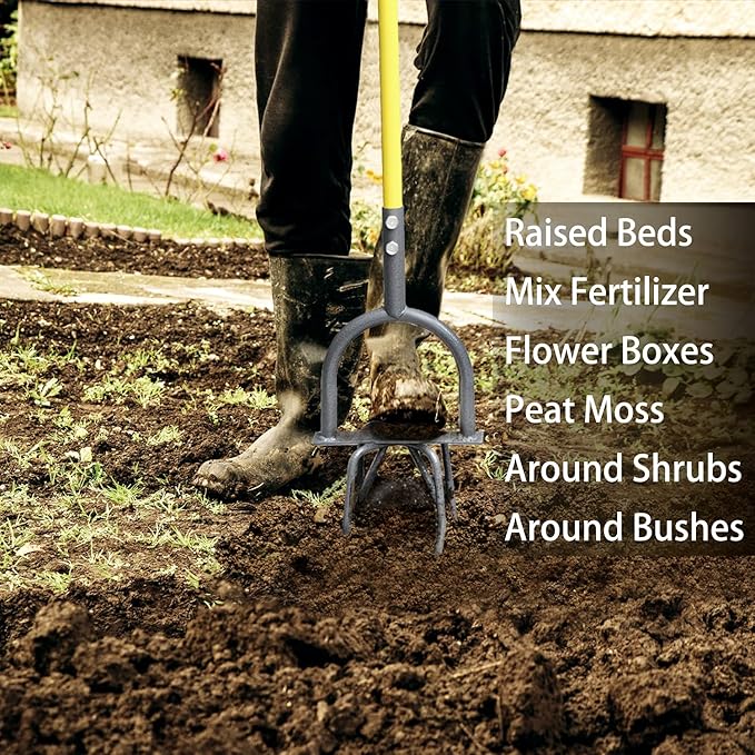 Jardineer Hand Tiller Cultivator, Twist Tiller Garden Claw Heavy Duty, Manual Soil Tiller for Flower Box and Raised Bed