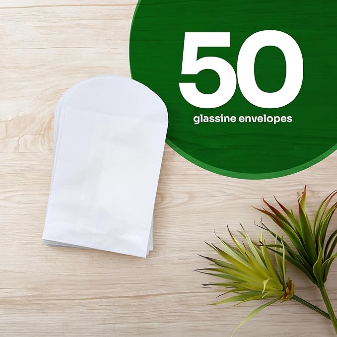 Seed Bloom 50 Set of Heart Planting Guide with Glassine Envelopes – Perfect for Seed Paper Products, Wedding Favors, and Gift Sets