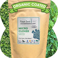 Flawn Seed Kits Micro Clover Seed, 8.8 oz, Organic Coated, Eco-Friendly, Low Growing, Low Maintenance, Lawn Alternative, Kraft Zipper Pouch, Covers up to 2,000 Sqft