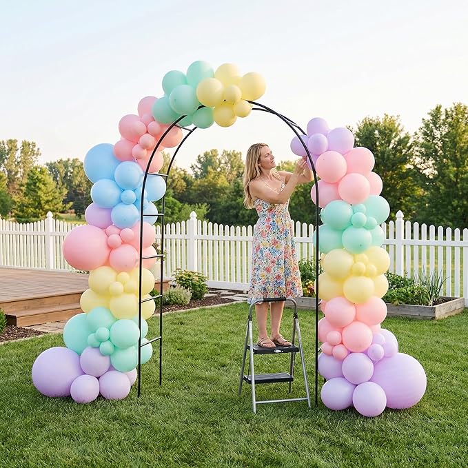 Iron Pergola Arbor Practical, 7.9 Feet High x 4.6 Feet Wide, Assemble Easily for Various Climbing Plant Wedding Garden Arch Bridal Party Decoration Wide Arbor
