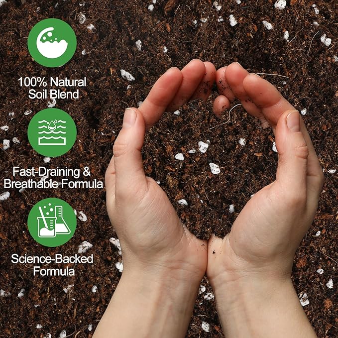 Organic Potting Soil Mix for Indoor Plants & Herb Gardens 2qt- All-Purpose Nutrient-Rich Natural Soil