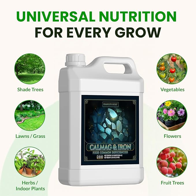 Humboldts Secret CalMag & Iron | Calcium, Magnesium & Chelated Iron Nutrient Fertilizer | Hydroponic Supplies for Vegetative & Flowering Growth in Soil, Coco, Hydroponics or RO Water | 32 Ounce