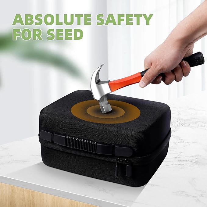 AKIMRABY Large Seed Organizer Storage Box with Sturdy EVA Zipper Bag, 30 Slots Seeds Storage Containers and 120 Label Stickers, Garden Seed Organizer for Gardening Gifts