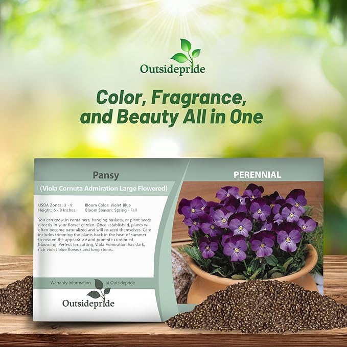 Outsidepride Admiration Viola Pansy Seeds for Planting - 1000 Pcs. Perennial, Cold-Hardy & Pollinator Friendly Flowers with Fragrant Blooms for Garden Beds, Borders & Container Displays