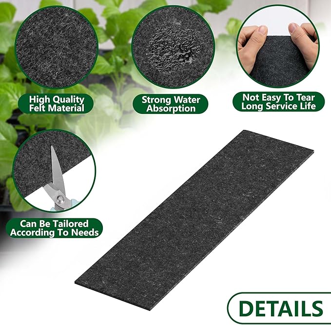 EBaokuup 8 Pcs 12-Cell Replacement Capillary Mats-18.5 x 3.5 Inches Self Watering Seed Starting Mat-Capillary Mats for Indoor Gardening Greenhouse Plant Seed Starting
