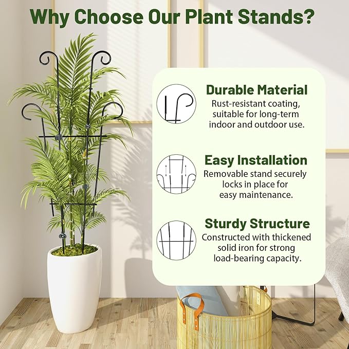 25.6 Inch Plant Trellis for Climbing Plants, 4 Pack Metal Garden Trellis for Potted Plants Indoor House Plant Climber Support Stakes with Plant Clips for Monstera Pothos Hoya Ivy Flower