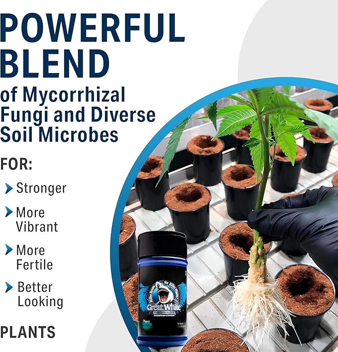 Great White Mycorrhizal Fungi, Beneficial Bacteria for Plant Growth, Root Stimulator, Concentrated 3-in-1 Formula by Plant Success (8 oz)