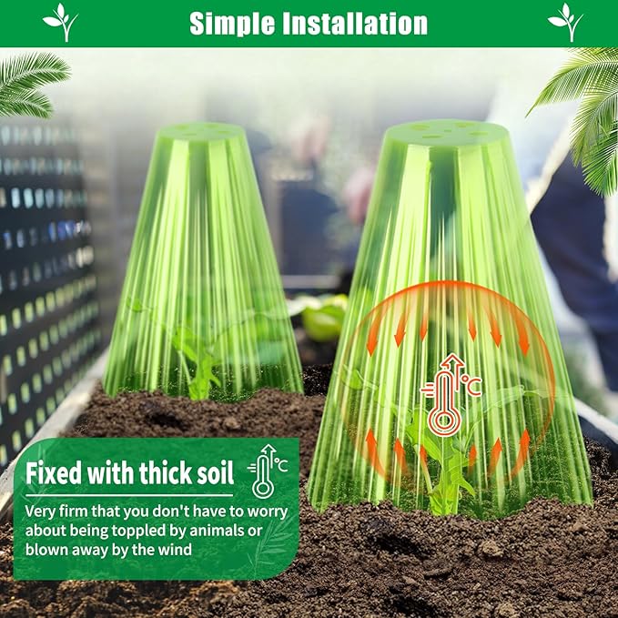 50 Pack Garden Cloches for Plants, Reusable Bell Plant Cover, Plant Covers Protectors from Animals Snails Birds Chickens Insect, 9.18" H X 7.56" D