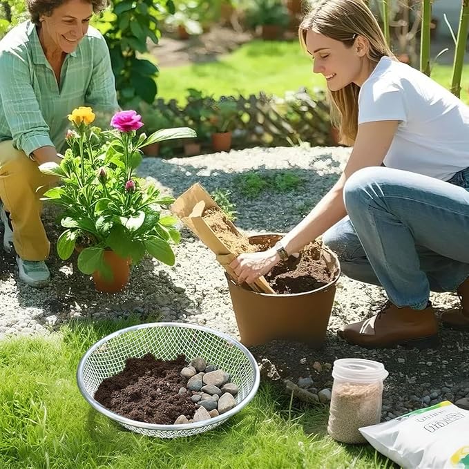 Soil Sifter Sieve Galvanized Screen for Compost, Dirt, Rocks, Garden, Soil Sieve Fits 5 Gallon Bucket, Composting Sifting Tool, 3/8in