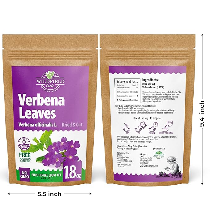 1.8 oz. Verbena Tea Vervain Herb Dried Cut Leaves Herbal (Verbena Officinalis) - 50g Verbena Dried Cut Leaf Herb Tea