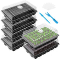 Elcoho 6 Pack Seed Starter Tray Kit 40 Cells Seedling Trays with Humidity Dome and Base Mini Propagator Plant Nursery Pots Total 240 Cells for Greenhouse Plants Growing, Black