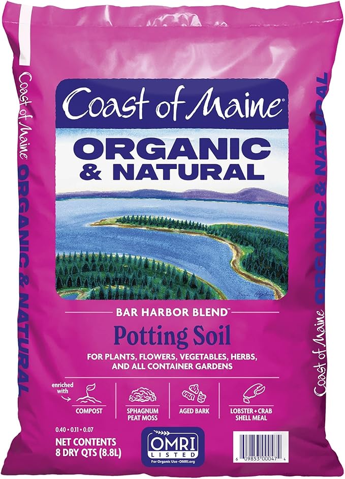 Coast of Maine Bar Harbor Blend, 8qt (Pack of 2) Organic and Natural Potting Soil for Houseplants, Flowers, Vegetables, Herbs and Containers