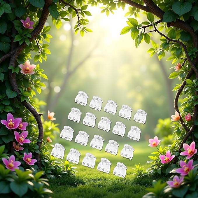 50Pcs Plant Orchid Clips Flowers Support Clear Fixer for Garden Vine Stem Plants Climbing Clasp for Supporting Stems Vines Grow Upright, 6 Claws Orchid Clips Butterfly Plant Support Structures