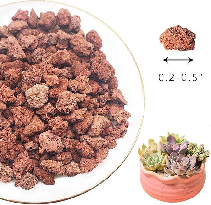 Lava Rocks for Plants -100% Pure Volcanic Rock No Dyes or Chemicals-Best Lava Stones Top Dressing for Cacti Succulents Plants,Bonsai (Red, 20LBS)