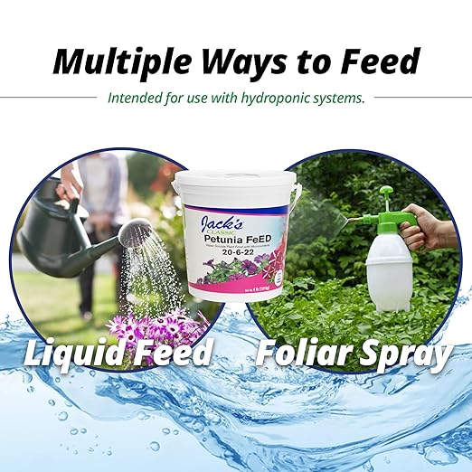 Jack's Classic 20-6-22 Petunia Feed Water-Soluble Fertilizer with Micronutrients, 4lbs - Provides Lush Green Annuals