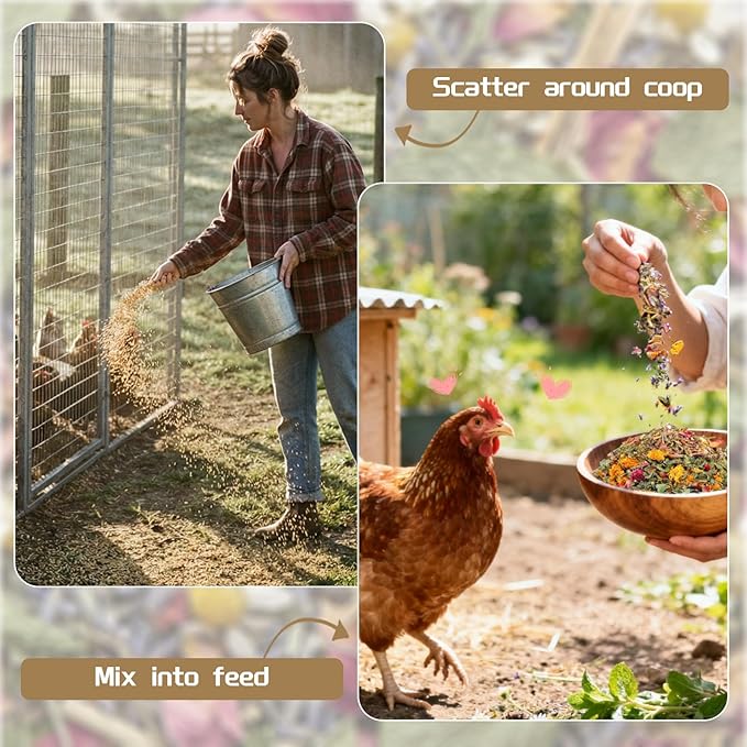 18oz Chicken Nesting Herbs Chicken Feed, Premixed 8 Dried Herbs Dried Poultry Natural Nesting Herbs for Freshening Coop Accessories Natural Refresher Feed & Pest Deterrent Hen Treats for Coops