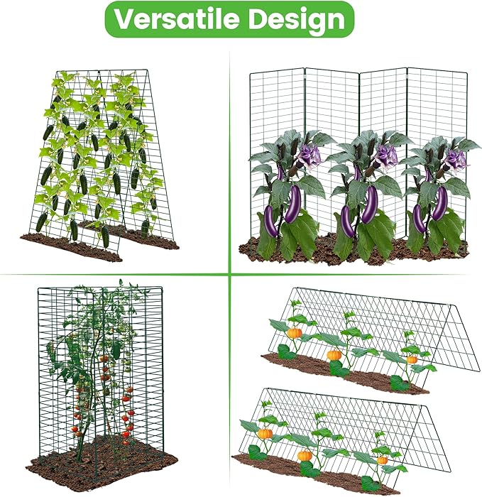 Foldable Cucumber Trellis, 48" L x 34" W A-Frame Trellis, Climbing Plants Support Raised Bed Trellis with Twist Ties & Plant Bags for Outdoor Yards Gardens