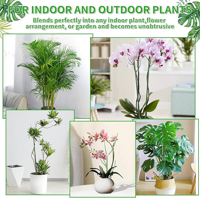 5 Pack 27.56" Detachable Twig Plant Support Stakes Set, Blends in to Plant, Branch Plant Sticks with Orchid Clips Twist Plant Ties, Twig Trellis for Indoor Outdoor Plants Potted Plants Flower