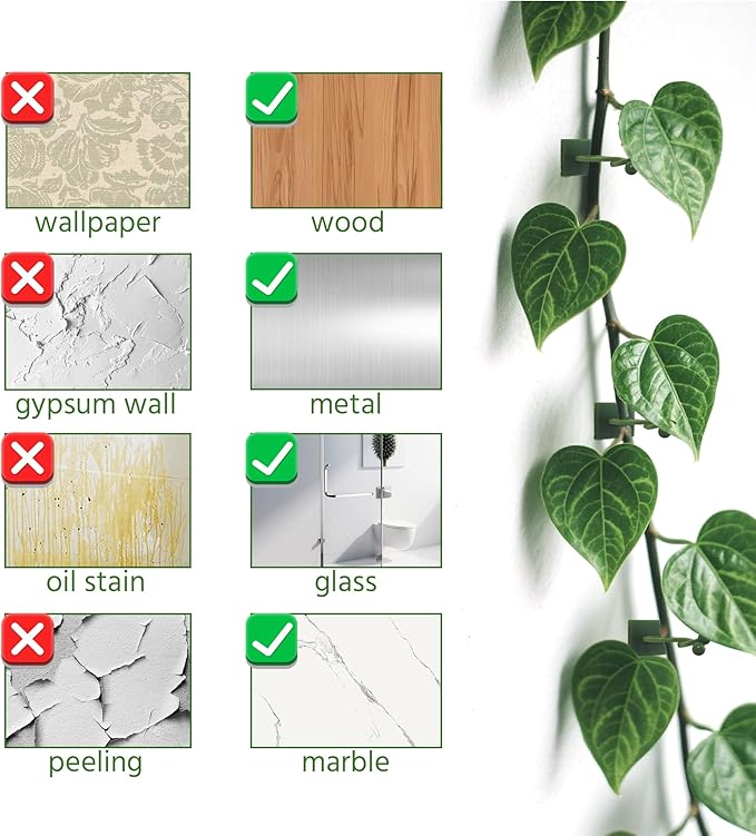 Beurio Plant Clips for Climbing Plants, 30 Pcs 3 Sizes Set Vine Wall Clips, Self Adhesive Durable Plastic Ivy and Pothos Support Holders, Indoor Greenery Arrangement, Wall Decor, Cable Management