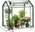 Mini Greenhouse with Zippered Doors & Roll-up Windows, Elevated Bottom Portable Plant Hot House with Durable PVC Cover, Water Resistant, UV Protected for Outdoor Flowers, Vegetables