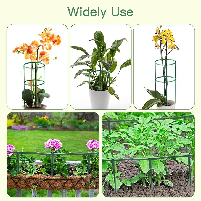 Zwish 3Pack 25.2Inch Plant Support Stakes with 20M Twist Ties for Tomato,Tomatoes Cages for Monstera, Peony, Hydrangea, Climbing Plants Indoor and Outdoor Plant