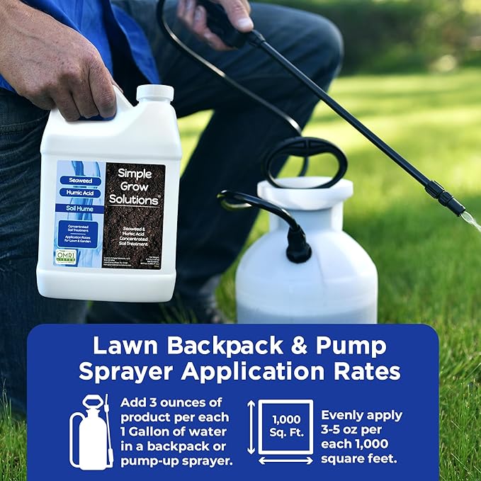 Super Seaweed Humic Fulvic Acid Blend- Liquid Carbon - Soil Hume - Simple Grow Solutions- Natural Lawn & Garden Concentrated Treatment- Increase Nutrient Uptake (64 Ounce)