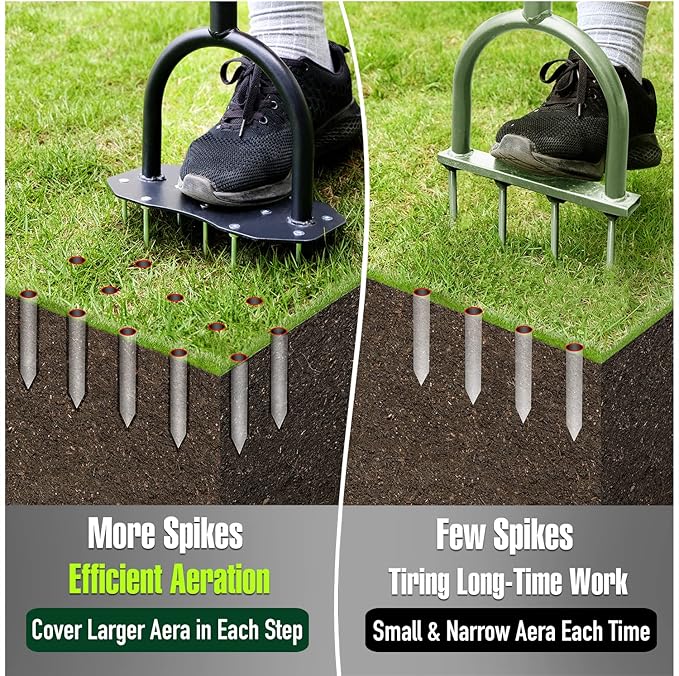 Jardineer Lawn Aerator Spike Tool, Updated 36" Metal Aerator Lawn Tool with Longer Spikes, Pre-Assembled Manual Grass Aerator for Lawn Aeration, Soil Aerating