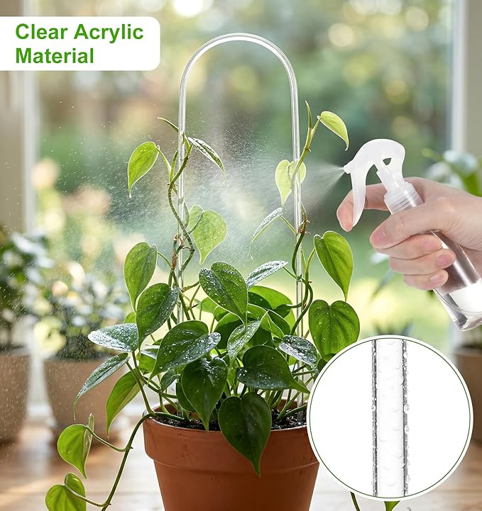 2 Pack Plant Trellis Indoor, 15 inch Small U Acrylic Plant Trellis U-Shaped Plants Vine Support Trelli for Climbing Plants Indoor