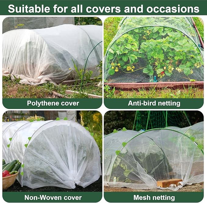 72Pcs Garden Hoops for Raised Beds,12 Sets of 8FT Long Greenhouse Hoops Grow Tunnel, Fiberglass Support Hoops Frame for Netting, Plant Support Garden Stakes for Row Cover