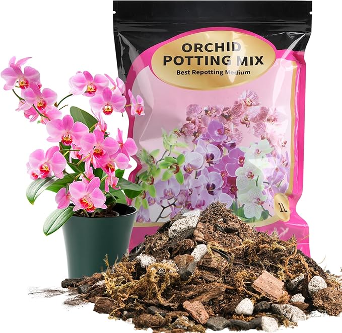 Orchid Potting Mix with Orchid Bark 2QT - New Upgraded Formula for Superior Drainage & Breathability | Premium Soil for Healthy Roots