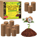Riare 50 Pcs 40mm Organic Coco Coir Seed Starter Soil, Compressed Coconut Coir Potting Soil Mix for Seed Starting, Coconut Fiber Pellet for Planting Indoor & Outdoor Plants, Vegetables, Garden
