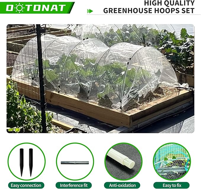 8FT Garden Hoops Grow Tunnel Kit - Rust-Free Fiberglass Frame for Raised Beds, 72pcs - DIY Plant Support for Garden Netting, Vegetable Garden Hoops Kit, Row Covers, and Greenhouse Hoops