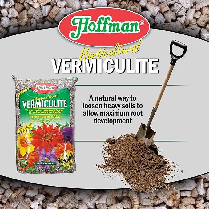 Hoffman Horticultural Vermiculite Lightweight Garden Soil Conditioner for Aeration and Moisture Retention, 18qt, 2 Pack