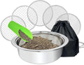 Soil Sifter for Gardening, Stainless Steel Sifting Pan Dirt Sifter, 9.5in Rock Sifter with 5 Sieve Mesh Filter Sizes