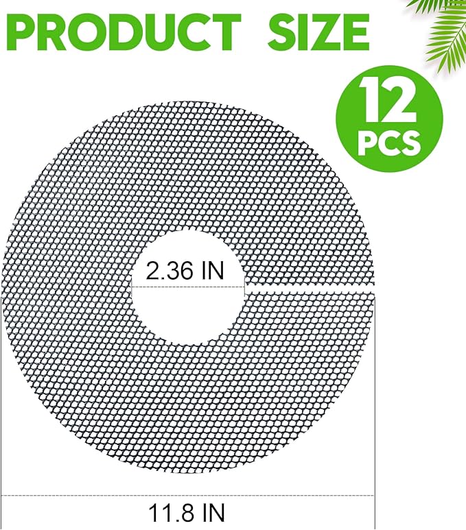 12 Pack Plant Pot Grids - 11.8 Inch Cuttable Soil Cover Protector from Cats, Animals Digging Stopper, Indoor Plant Pot Soil Guard for Outdoor Garden Balcony